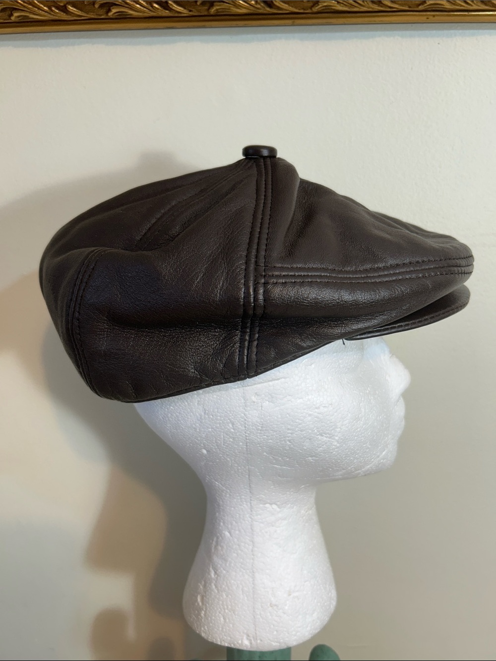 Brown Leather Newsboy Cap Hat